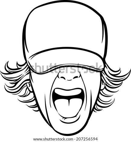 Whiteboard Drawing - Screaming Man Face In Cap Stock Vector ...