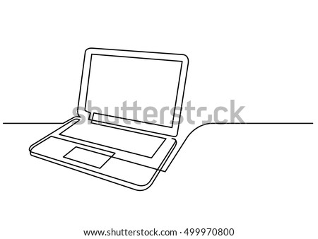 continuous line drawing of laptop computer