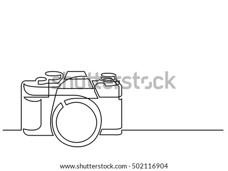 continuous line drawing of retro photo camera