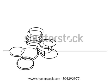 continuous line drawing of money coins