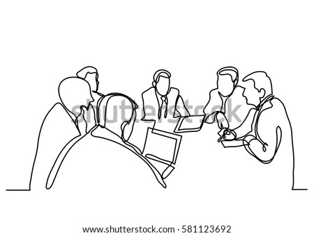 continuous line drawing of business meeting
