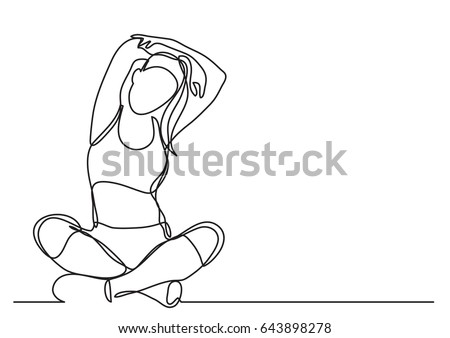 woman doing yoga - continuous line drawing