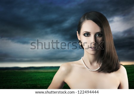 Portrait of Sexy Woman on Dark Background