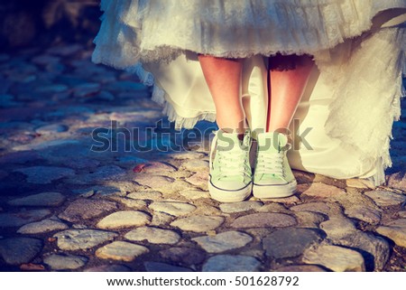 Similar – Image, Stock Photo Wedding dress with sneakers