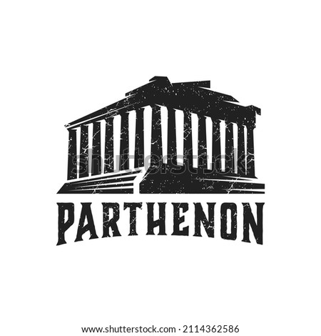 Pillar parthenon law building monument logo design Premium