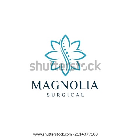 Lotus flower backbone spine surgery medical logo design premium