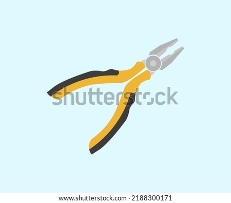 New wire cutters with yellow black rubber handles logo design. Electrician tool for repair and construction vector design and illustration. Photo stock © 