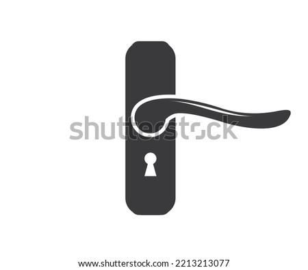 Modern door handle with keyhole icon logo design. Door handle outline and filled vector design and illustration.

