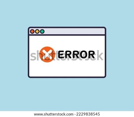 The attention icon. Error message computer window alert popup logo design. Simple Browser window. Error page design template. Error file not found on website page vector design and illustration.