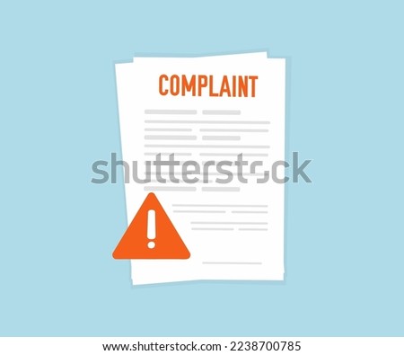 Complaint icon, complaint form logo design. Claim petition. Social survey result. Complaint, covey, report button concept. Negative feedback concept vector design and illustration.

