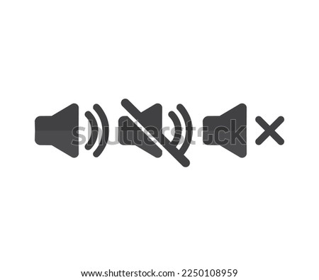 Speaker icon set. Volume. Loudspeaker. Mute and Unmute volume logo design. Sound flat vector icons. Speaker volume icon, audio voice sound symbol, media, music vector design and illustration.

