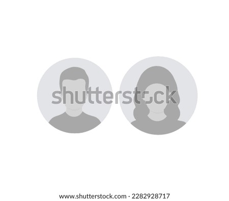 Man and woman avatar profile. Male and Female face silhouette. Profile picture, portrait symbol. User member. Circle button with avatar photo silhouette vector design and illustration.

