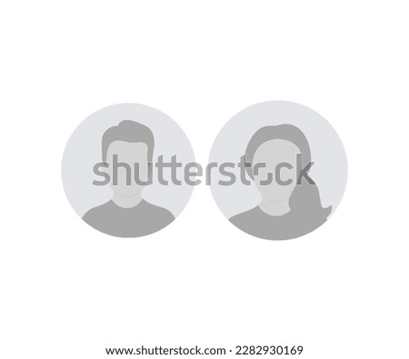 Man and woman avatar profile. Male and Female face silhouette. Profile picture, portrait symbol. User member. Circle button with avatar photo silhouette vector design and illustration.