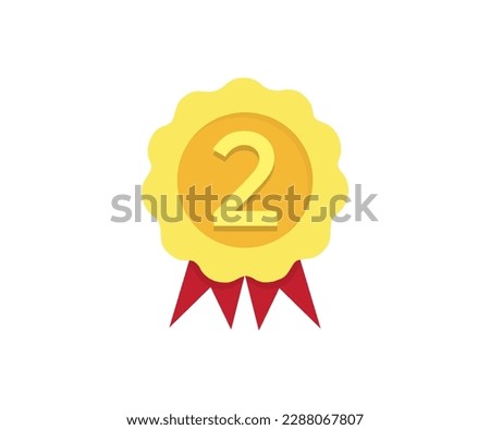 2rd or number two on modern golden rosette award logo design. Modern rosette star with shadow and three image clipart seal stamp, 2 icon badge vector design and illustration.
