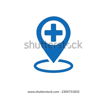 Medical facility pointer icon. Medical location icon. Hospital map location icon in flat design style vector design and illustration.
