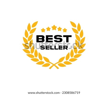 Best seller icon design with laurel, best seller badge logo design. Template For Business Product vector design and illustration.