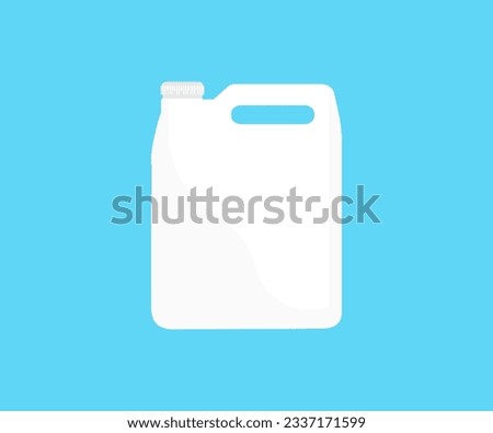 Plastic jerry can logo design. Unlabeled white plastic tank canister chemical liquid container on blue background vector design and illustration.
