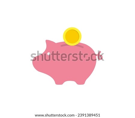 Piggy bank being filled with golden coins logo design. Money saving, banking and investment concept vector design and illustration.

