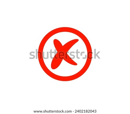 Red cross icon sign in circle. No red wrong symbol, delete, vote sign vector design and illustration.
