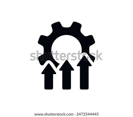 Gear and arrows up icon. Operational excellence. System upgrade icon, gear with arrow, update process, install software vector design and illustration. 