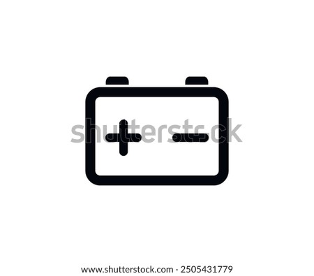 Car battery icon black. Portable electric battery sign for car, truck, or auto vector design and illustration. 
