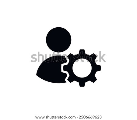 User gear black icon. Man and cog sign vector design and illustration.

