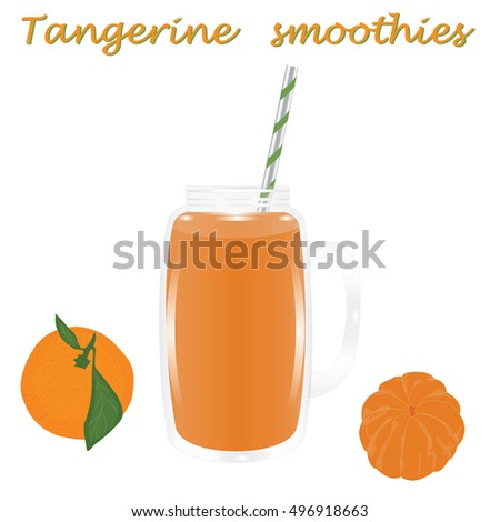 set of tangerines with leaves peeled slices Bank for smoothies isolated on white background vector design element