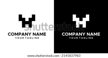 an H pixel horn themed graphic image. black and white background. vector graphics base. Foto stock © 