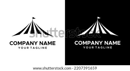 A graphic image of a circus tent themed, on a black and white background. vector graphics base.