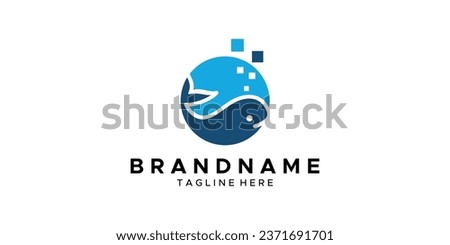 a whale and data themed graphic image, on a white background. graphic vector base.