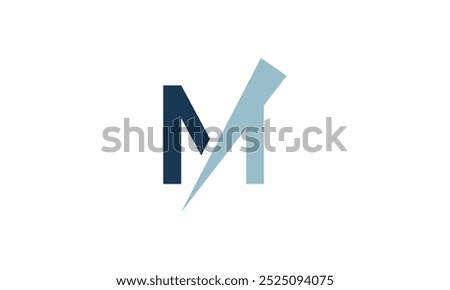 a graphic image with M slash theme, white background. vector graphic base.