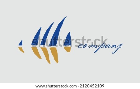 Vector template for a logo in the form of natural elements reflected in the water 