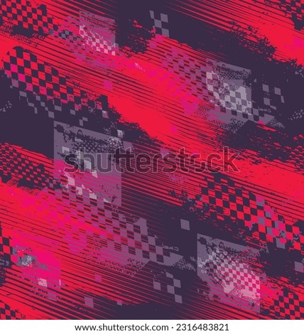 Abstract seamless racing pattern with cheques board. Grunge textured repeat print with chequered flag background, shabby lines textured wall for sport textile, fashion clothes, wrapping paper.