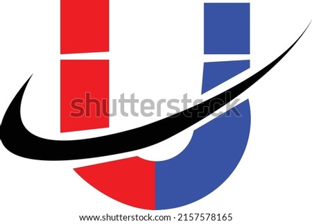 UU U U letter logo design. Initial letter UU linked circle uppercase monogram logo red and blue. UU logo, U U design. uu Stok fotoğraf © 