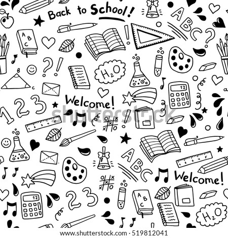 Back to school seamless vector pattern. Good for textile fabric design, wrapping paper and website wallpapers. Vector illustration.