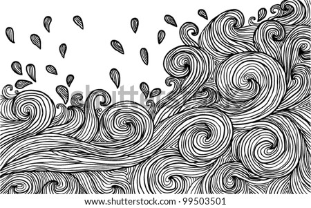 Abstract Hand-Drawn Pattern, Waves Background Stock Vector Illustration ...