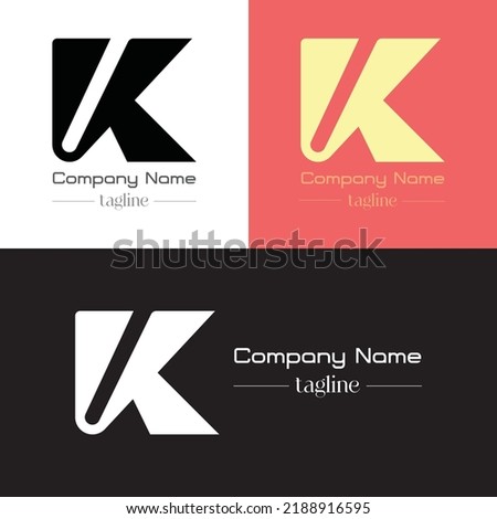 Modern creative minimal alphabet letter logo design, Vector illustration of alphabet letter, VK or KV logo, initial K and V combination