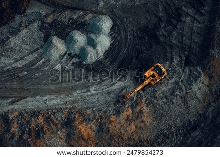 Image, Stock Photo Miner in the mine. Well-uniformed miner inside mine raising thumb