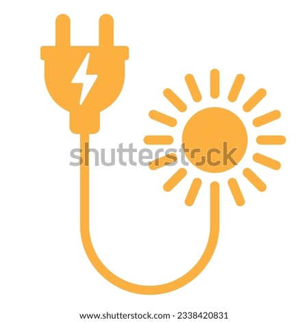 Solar electrical services and supply icons, energy saving concept, electricity connection graphic elements. light bulb and plug fork. Flat design vector illustration