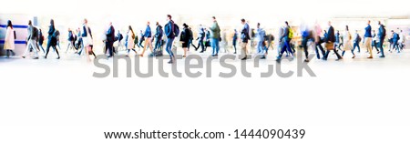 Similar – Image, Stock Photo Anonymous traveling man walking along wooden footbridge