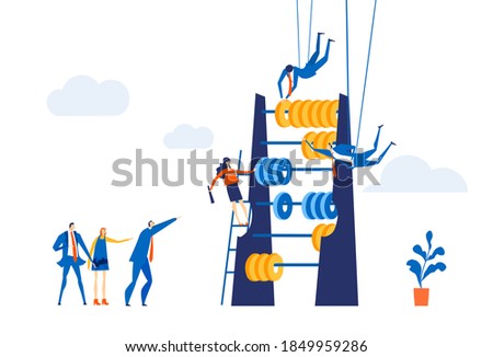 Team of successful business people, bankers working with abacus, calculating profit, expenses, discussing financial strategy for the future. Business concept illustration 