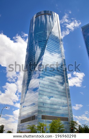 MADRID, SPAIN - MAY 28, 2014: Madrid city business centre, modern skyscrapers ,Cuatro Torres 250 meters high
