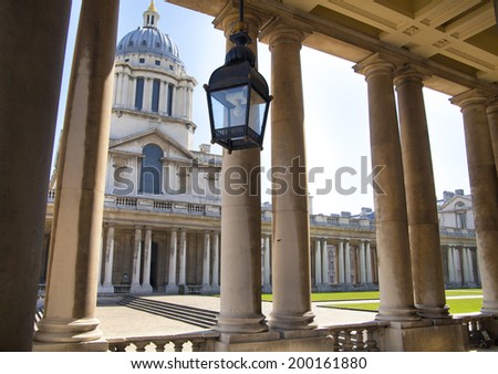 LONDON, UK - MAY 15, 2014:Royal navy chapel and classic colonnade