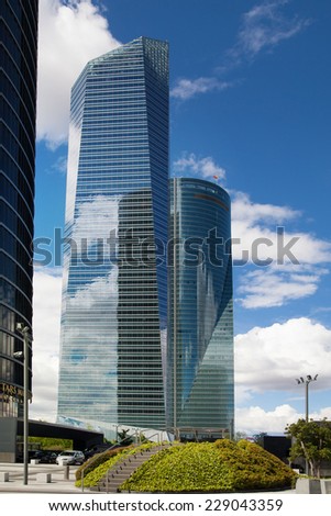 MADRID, SPAIN - July 22, 2014: Madrid city, business centre, modern skyscrapers