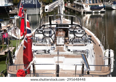 LONDON, UK - APRIL 30, 2015: Private boats and hatches in the st. Catherine dock, centre of London