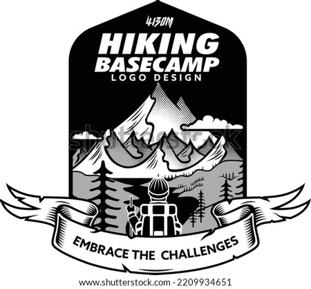 adventure flat hiking basecamp logo design