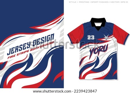 jersey design wave fire up style abstract blue red white sporty stripe vector illustration background, stripe wave element team wear