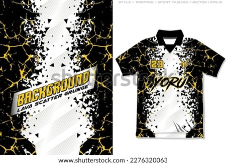 sublimation jersey design black white yellow crack pattern sports vector background soccer football running cycling basketball team wear abstract