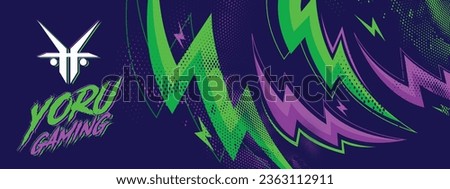 Gaming esport background striking stripes electric banner vector illustration design purple green halftone pattern modern abstract concept