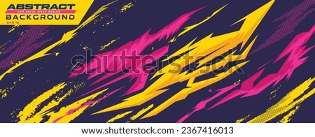 Car decal livery wrap banner abstract stripe sporty pink yellow color combination grunge brush thunder storm modern pattern racing motorsport vector design